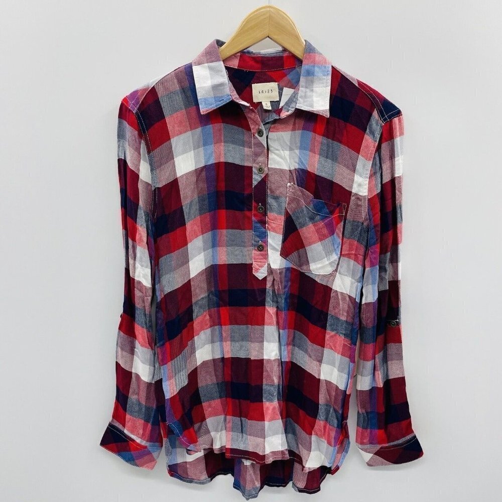 Stitch Fix ID‎ : 23 Womens Small Pollack One Pocket Henley Top in Red Plaid 2310